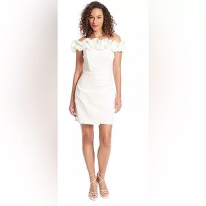 Ivy + Blu Size 12 Ruffled‎ Off-The-Shoulder Sheath Dress